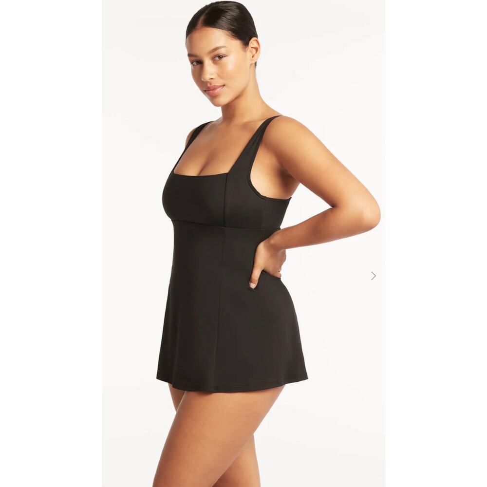 Sea Level Eco Essentials Square
Neck Swim Dress, Black / AU12/US8 (New)